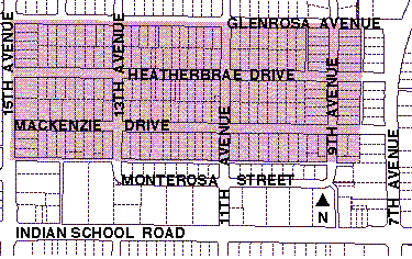 Woodlea Historic District Map in Phoenix, Laura B. Historic Phoenix Homes Specialist, Phoenix, AZ. Member PAR, NAR, AZMLS. EEOC